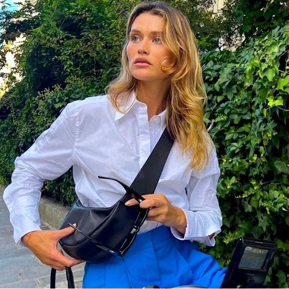 COS Black Leather Swing Crossbody Bag